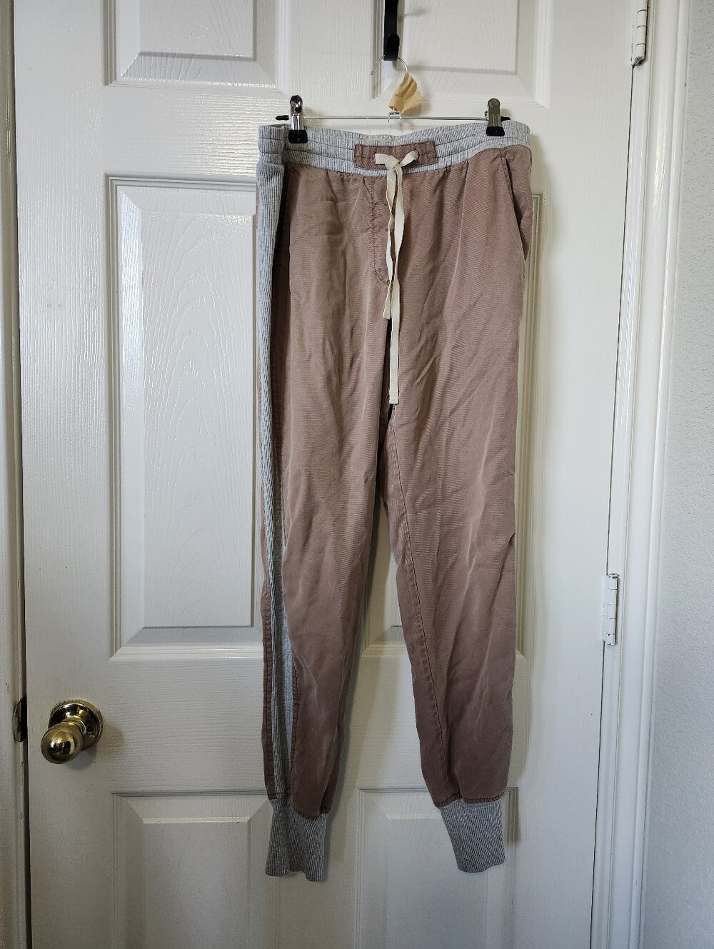 Wilfred Dusty Rose Track Joggers with Heather Gray Trim